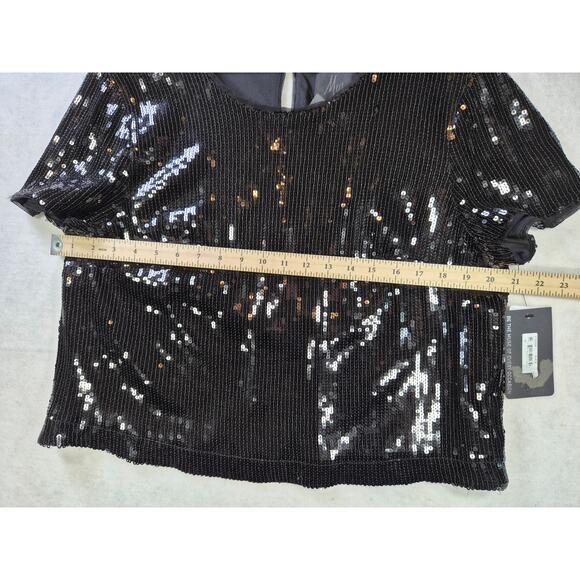 Y2K Cowboy Chic Glam Sequin Crop Top Sparkly Party Clubwear by Muse sz 16 #2173 - Picture 4 of 7
